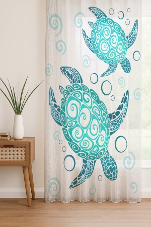Turkuaz Caretta Kaplumbağa Desenli Dijital Baskı Fon Perde Salon Mutfak Yatak Odası 140x260cm Turkuaz Caretta Kaplumbağa Desenli Dijital Baskı Fon Perde Salon Mutfak Yatak Odası 140x260cm