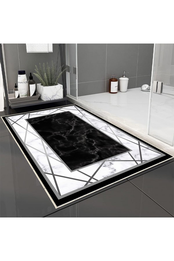 Renkli Çizgiler Desenli Tekli Banyo Paspas Halısı Kaymaz Yıkanabilir