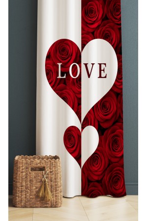 Kırmızı Beyaz Kalp Aşk Çiçekli Desenli Dijital Baskı Fon Perde 140x260cm Kırmızı Beyaz Kalp Aşk Çiçekli Desenli Dijital Baskı Fon Perde 140x260cm
