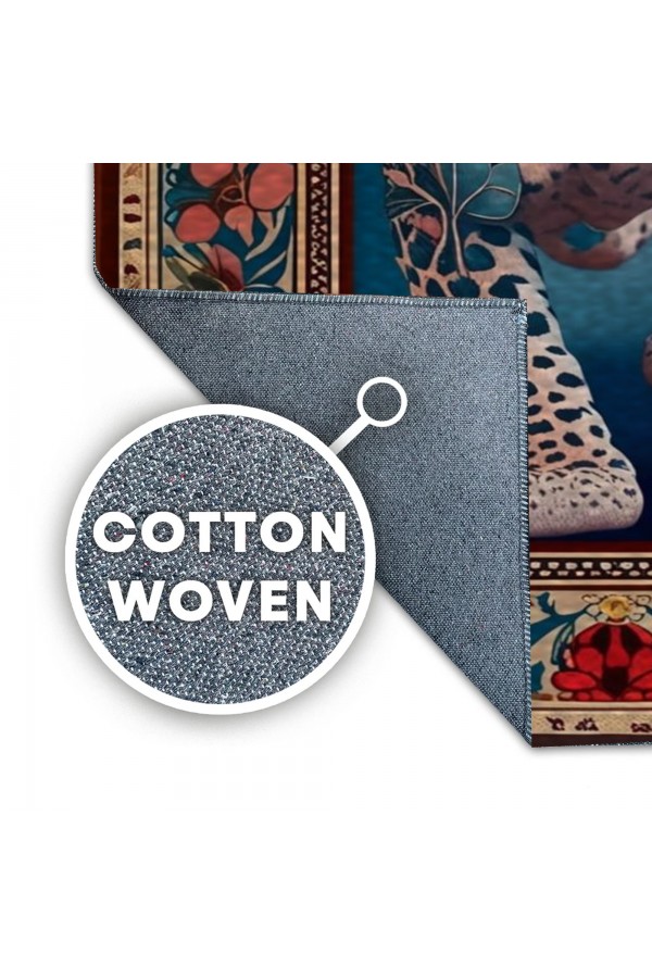 Leopar Desenli Dokuma Şönil Kilim Halı Yıkanabilir Salon Oturma Odası Mutfak Halısı
