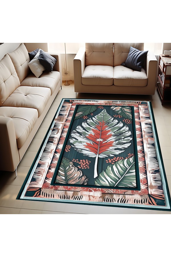 Vintage Yaprak Desenli Dokuma Şönil Kilim Halı Yıkanabilir Salon Oturma Odası Mutfak Halısı Vintage Yaprak Desenli Dokuma Şönil Kilim Halı Yıkanabilir Salon Oturma Odası Mutfak Halısı