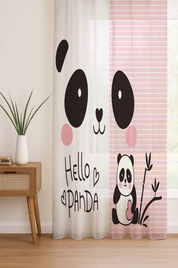 Sevimli Panda Desenli Dijital Baskı Fon Perde Salon Mutfak Yatak Odası 140x260cm Sevimli Panda Desenli Dijital Baskı Fon Perde Salon Mutfak Yatak Odası 140x260cm