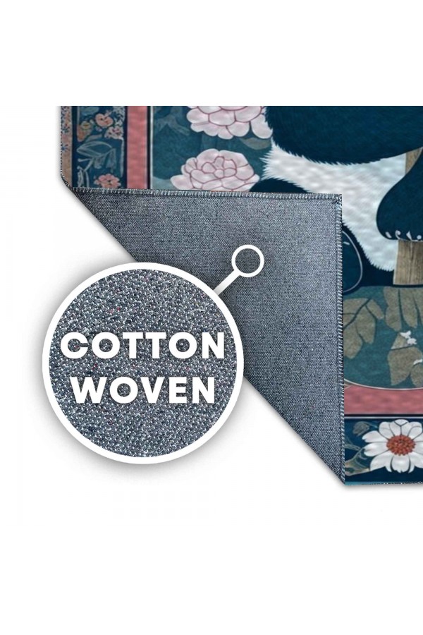 Renkli Panda Desenli Dokuma Şönil Kilim Halı Yıkanabilir Salon Oturma Odası Mutfak Halısı