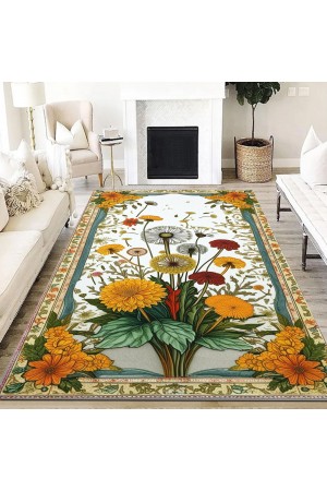 Karahindiba Çiçek Desenli Dokuma Şönil Kilim Halı Yıkanabilir Salon Oturma Odası Mutfak Halısı Karahindiba Çiçek Desenli Dokuma Şönil Kilim Halı Yıkanabilir Salon Oturma Odası Mutfak Halısı