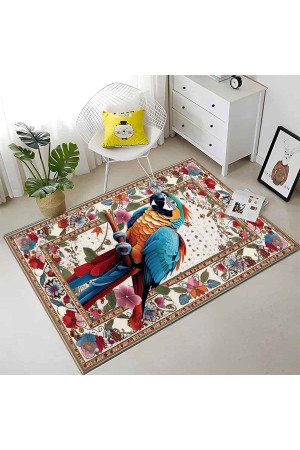 Renkli Papağan Desenli Dokuma Şönil Kilim Halı Yıkanabilir Salon Oturma Odası Mutfak Halısı Renkli Papağan Desenli Dokuma Şönil Kilim Halı Yıkanabilir Salon Oturma Odası Mutfak Halısı