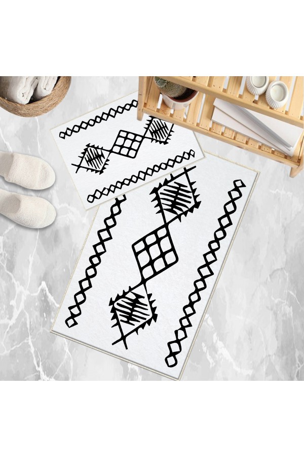 Turuncu Siyah Geometrik Desenli 2 li Klozet Takımı Banyo Paspas Halısı Kaymaz Yıkanabilir Turuncu Siyah Geometrik Desenli 2 li Klozet Takımı Banyo Paspas Halısı Kaymaz Yıkanabilir