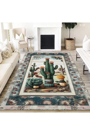 Kaktüs Vahşi Batı Desenli Dokuma Şönil Kilim Halı Yıkanabilir Salon Oturma Odası Mutfak Halısı Kaktüs Vahşi Batı Desenli Dokuma Şönil Kilim Halı Yıkanabilir Salon Oturma Odası Mutfak Halısı