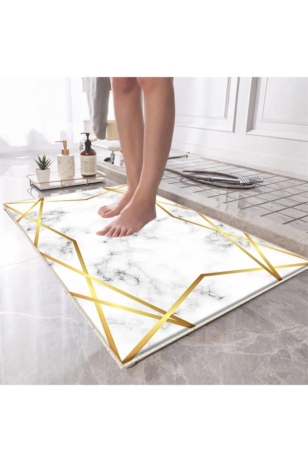 Buğday Başaklı Desenli Tekli Banyo Paspas Halısı Kaymaz Yıkanabilir
