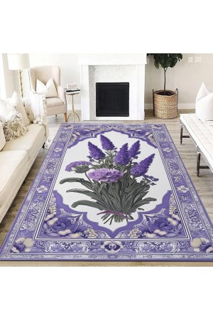 Mor Lavanta Desenli Dokuma Şönil Kilim Halı Yıkanabilir Salon Oturma Odası Mutfak Halısı Mor Lavanta Desenli Dokuma Şönil Kilim Halı Yıkanabilir Salon Oturma Odası Mutfak Halısı