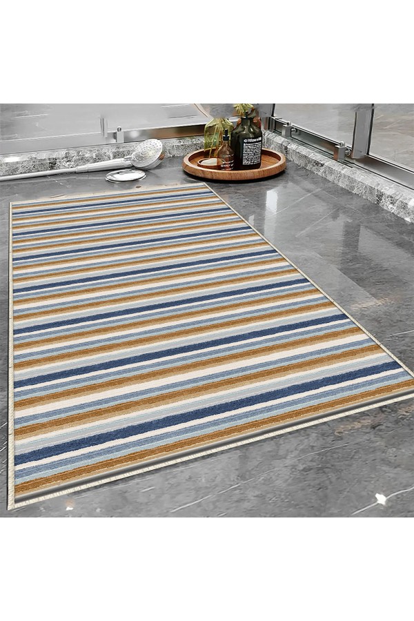 Gri Siyah Çizgi Desenli Tekli Banyo Paspas Halısı Kaymaz Yıkanabilir Gri Siyah Çizgi Desenli Tekli Banyo Paspas Halısı Kaymaz Yıkanabilir