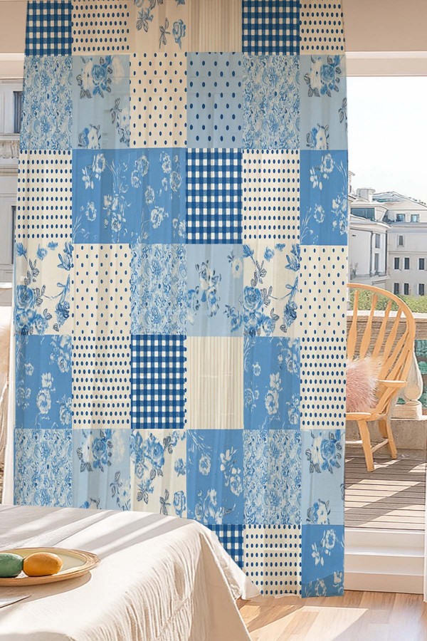 Mavi Beyaz Desenli Dijital Baskı Fon Perde Salon Mutfak Yatak Odası 140x260cm Mavi Beyaz Desenli Dijital Baskı Fon Perde Salon Mutfak Yatak Odası 140x260cm