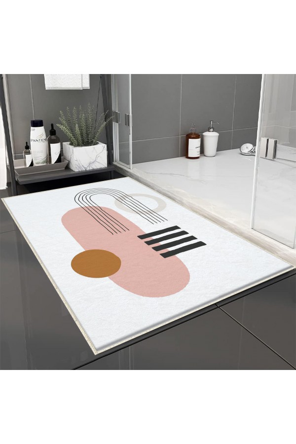 Kaktüs Desenli Tekli Banyo Paspas Halısı Kaymaz Yıkanabilir
