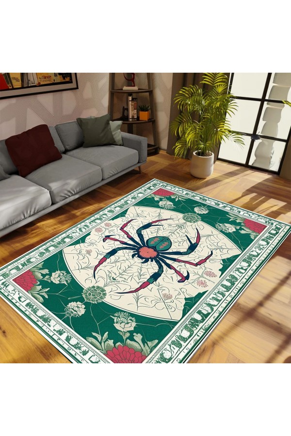Örümcek Desenli Dokuma Şönil Kilim Halı Yıkanabilir Salon Oturma Odası Mutfak Halısı