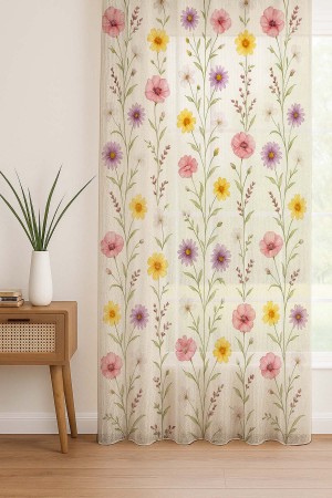 Renkli Çiçekler Desenli Dijital Baskı Fon Perde Salon Mutfak Yatak Odası 140x260cm Renkli Çiçekler Desenli Dijital Baskı Fon Perde Salon Mutfak Yatak Odası 140x260cm