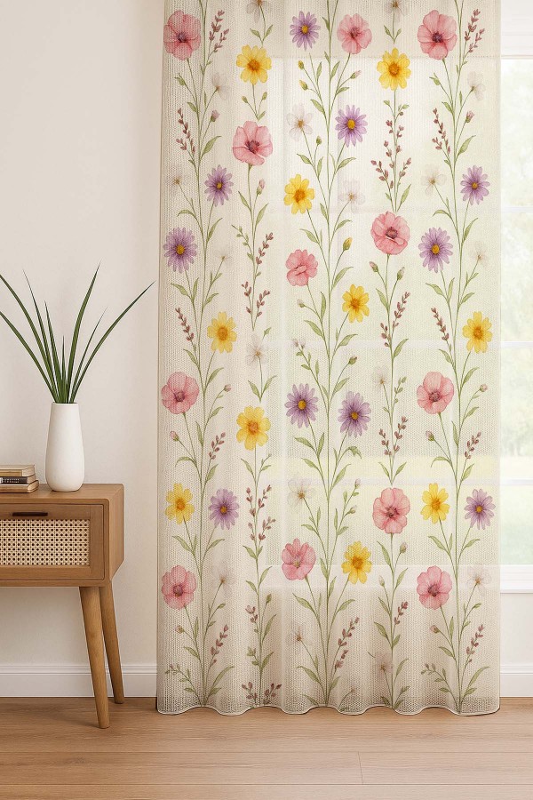 Renkli Çiçekler Desenli Dijital Baskı Fon Perde Salon Mutfak Yatak Odası 140x260cm Renkli Çiçekler Desenli Dijital Baskı Fon Perde Salon Mutfak Yatak Odası 140x260cm