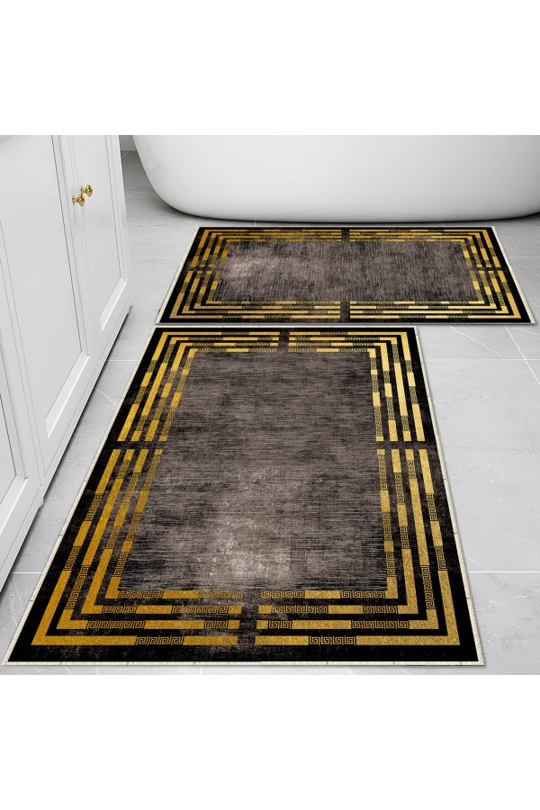 Geometrik Çizgi Desenli 2 li Klozet Takımı Banyo Paspas Halısı Kaymaz Yıkanabilir Geometrik Çizgi Desenli 2 li Klozet Takımı Banyo Paspas Halısı Kaymaz Yıkanabilir
