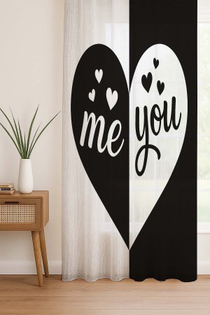 Siyah Beyaz Kalpli Desenli Dijital Baskı Fon Perde Salon Mutfak Yatak Odası 140x260cm Siyah Beyaz Kalpli Desenli Dijital Baskı Fon Perde Salon Mutfak Yatak Odası 140x260cm