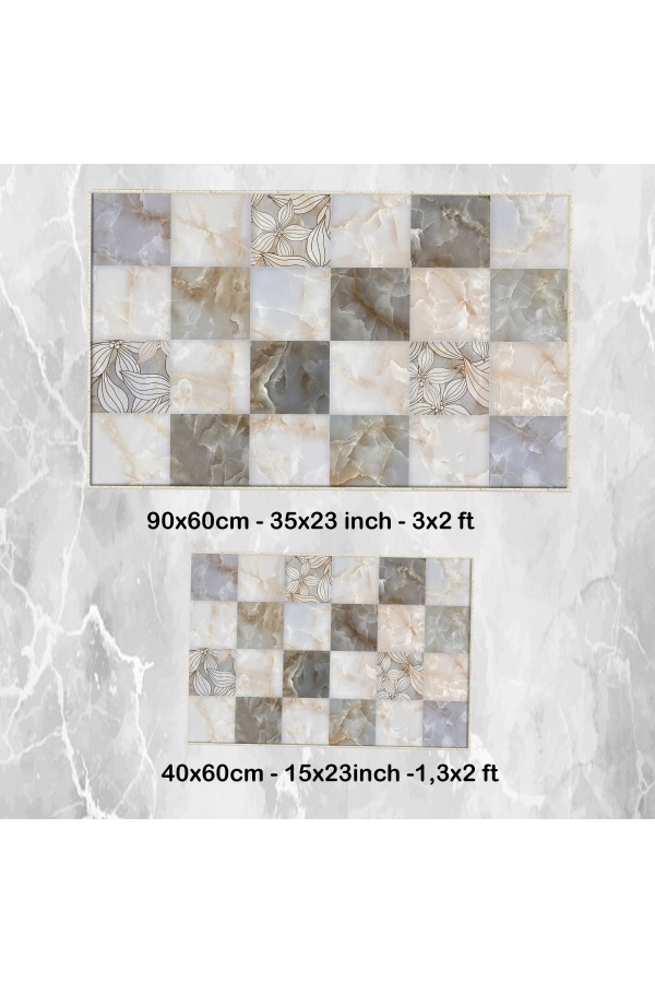 Gri Karo Mermer Desenli 2 li Klozet Takımı Banyo Paspas Halısı Kaymaz Yıkanabilir Gri Karo Mermer Desenli 2 li Klozet Takımı Banyo Paspas Halısı Kaymaz Yıkanabilir
