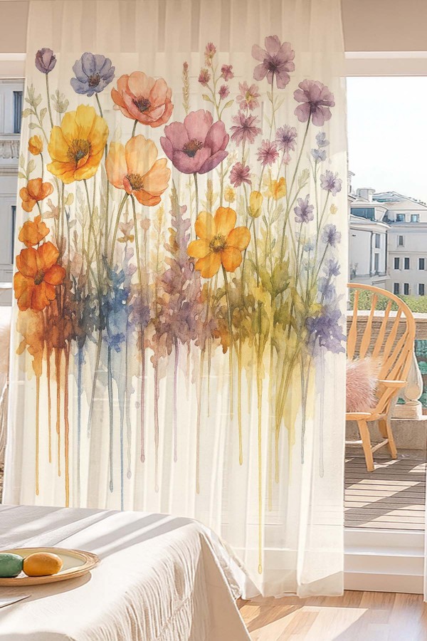 Suluboya Çiçekler Desenli Dijital Baskı Fon Perde Salon Mutfak Yatak Odası 140x260cm Suluboya Çiçekler Desenli Dijital Baskı Fon Perde Salon Mutfak Yatak Odası 140x260cm