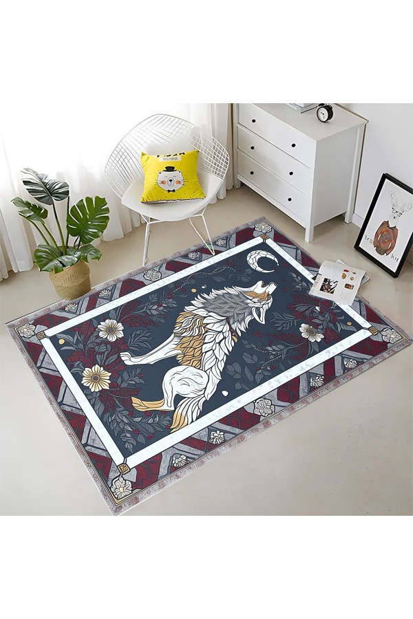 Uluyan Kurt Desenli Dokuma Şönil Kilim Halı Yıkanabilir Salon Oturma Odası Mutfak Halısı