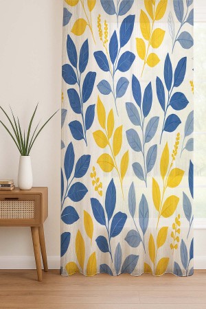 Sarı Lacivert Çiçek Desenli Dijital Baskı Fon Perde Salon Mutfak Yatak Odası 140x260cm Sarı Lacivert Çiçek Desenli Dijital Baskı Fon Perde Salon Mutfak Yatak Odası 140x260cm