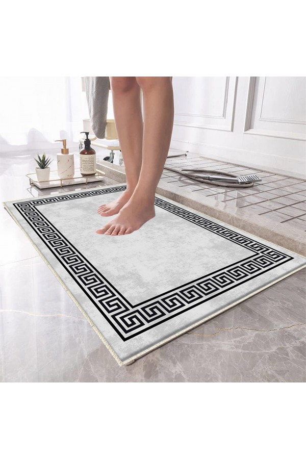 Gri Kilit Desenli Tekli Banyo Paspas Halısı Kaymaz Yıkanabilir Gri Kilit Desenli Tekli Banyo Paspas Halısı Kaymaz Yıkanabilir