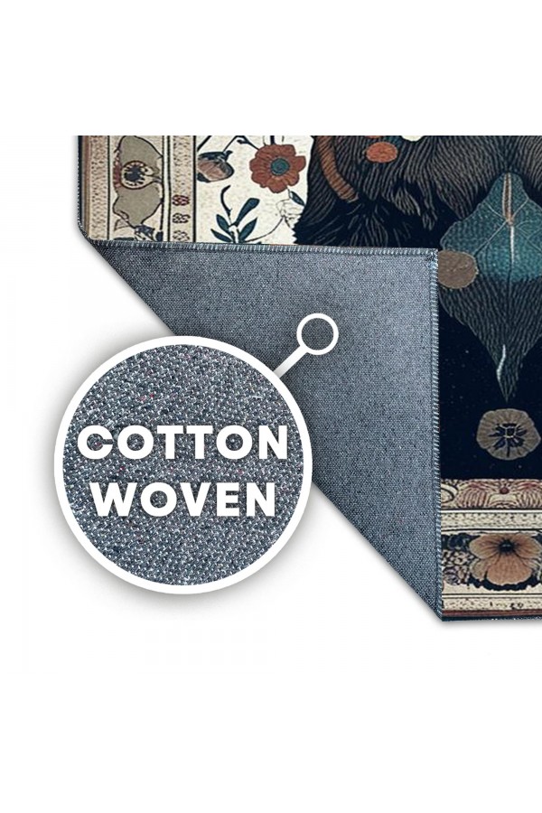 Ayı Avcı Temalı Desenli Dokuma Şönil Kilim Halı Yıkanabilir Salon Oturma Odası Mutfak Halısı