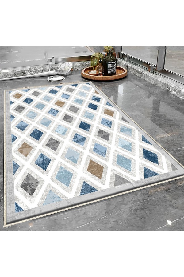 Gri Beyaz Retro Desenli Tekli Banyo Paspas Halısı Kaymaz Yıkanabilir Gri Beyaz Retro Desenli Tekli Banyo Paspas Halısı Kaymaz Yıkanabilir