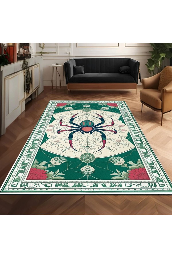 Örümcek Desenli Dokuma Şönil Kilim Halı Yıkanabilir Salon Oturma Odası Mutfak Halısı