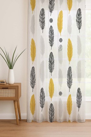 Sarı Gri Etnik Tüyler Desenli Dijital Baskı Fon Perde Salon Mutfak Yatak Odası 140x260cm Sarı Gri Etnik Tüyler Desenli Dijital Baskı Fon Perde Salon Mutfak Yatak Odası 140x260cm