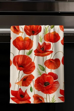 Kırmızı Gelincik Desenli Dekoratif Yıkanabilir Pamuklu Mutfak Fırın El Havlusu Kırmızı Gelincik Desenli Dekoratif Yıkanabilir Pamuklu Mutfak Fırın El Havlusu