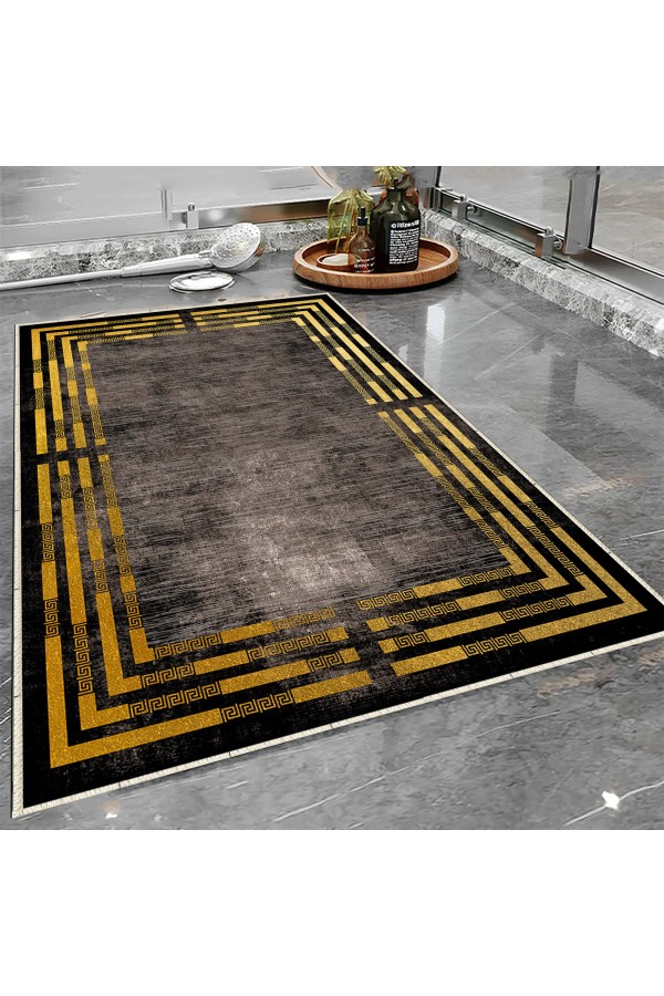 Geometrik Çizgi Desenli Tekli Banyo Paspas Halısı Kaymaz Yıkanabilir