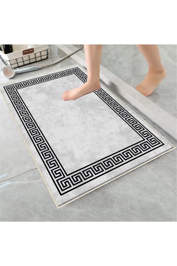 Gri Kilit Desenli Tekli Banyo Paspas Halısı Kaymaz Yıkanabilir Gri Kilit Desenli Tekli Banyo Paspas Halısı Kaymaz Yıkanabilir