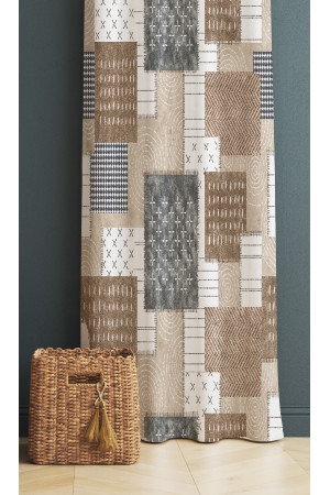 Kahverengi Geometrik Retro Desenli Dijital Baskı Fon Perde 140x260cm Kahverengi Geometrik Retro Desenli Dijital Baskı Fon Perde 140x260cm