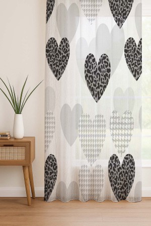 Gri Siyah Kalpler Desenli Dijital Baskı Fon Perde Salon Mutfak Yatak Odası 140x260cm Gri Siyah Kalpler Desenli Dijital Baskı Fon Perde Salon Mutfak Yatak Odası 140x260cm