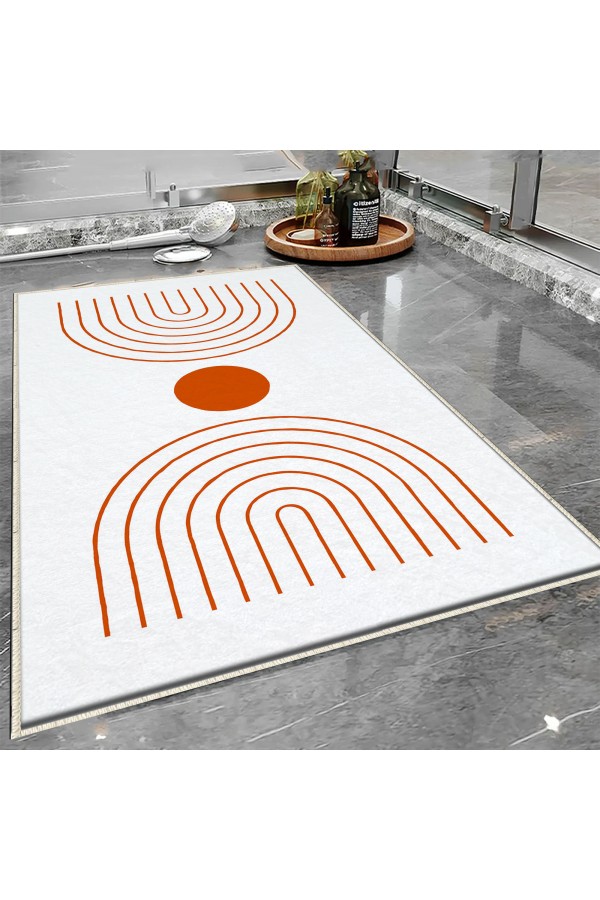 Minimal Geometrik Desenli Tekli Banyo Paspas Halısı Kaymaz Yıkanabilir