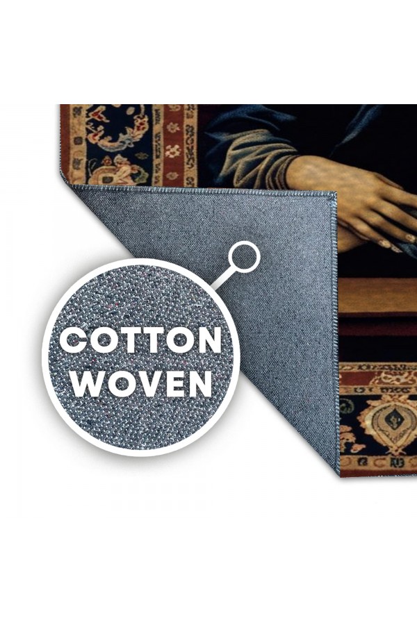 Monalisa Tablo Desenli Dokuma Şönil Kilim Halı Yıkanabilir Salon Oturma Odası Mutfak Halısı