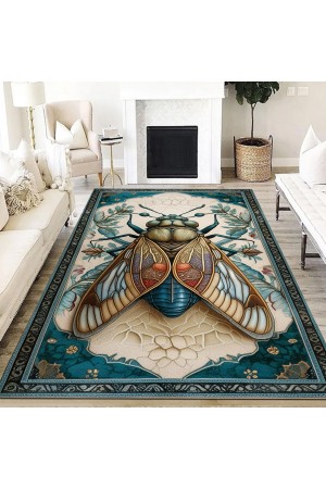 Ağustos Böceği Desenli Dokuma Şönil Kilim Halı Yıkanabilir Salon Oturma Odası Mutfak Halısı Ağustos Böceği Desenli Dokuma Şönil Kilim Halı Yıkanabilir Salon Oturma Odası Mutfak Halısı