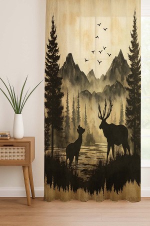 Dağ Manzaralı Geyik Desenli Dijital Baskı Fon Perde Salon Mutfak Yatak Odası 140x260cm Dağ Manzaralı Geyik Desenli Dijital Baskı Fon Perde Salon Mutfak Yatak Odası 140x260cm