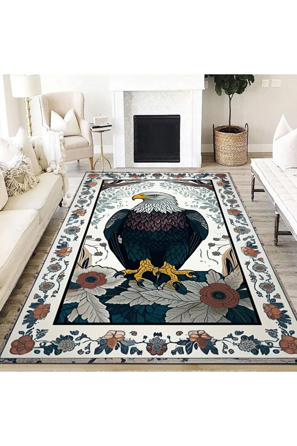 Kartal Desenli Dokuma Şönil Kilim Halı Yıkanabilir Salon Oturma Odası Mutfak Halısı