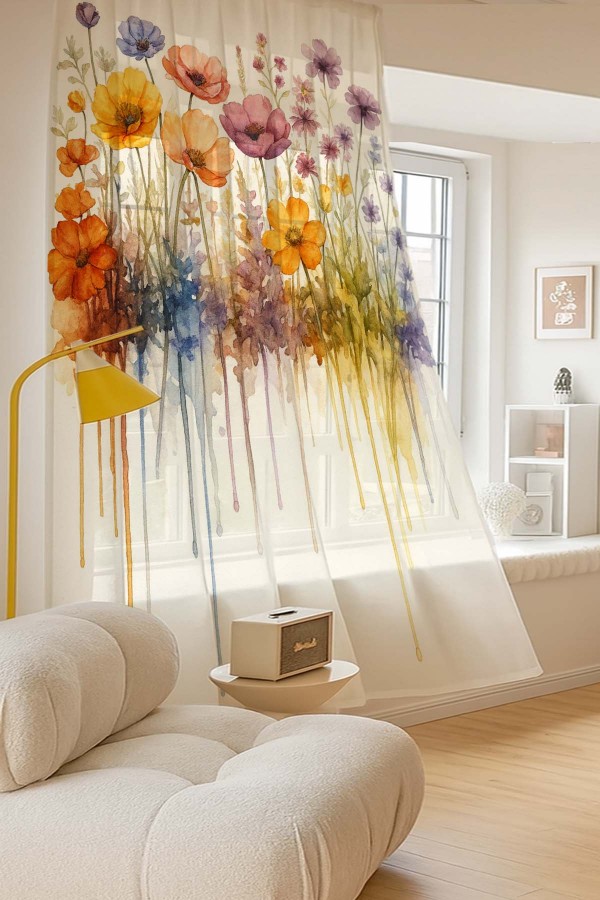 Suluboya Çiçekler Desenli Dijital Baskı Fon Perde Salon Mutfak Yatak Odası 140x260cm Suluboya Çiçekler Desenli Dijital Baskı Fon Perde Salon Mutfak Yatak Odası 140x260cm