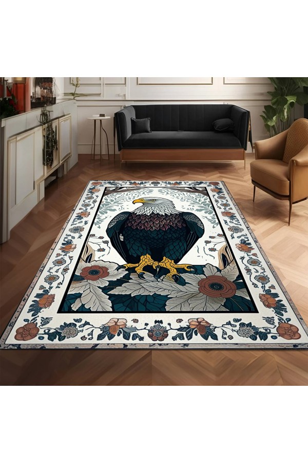 Kartal Desenli Dokuma Şönil Kilim Halı Yıkanabilir Salon Oturma Odası Mutfak Halısı