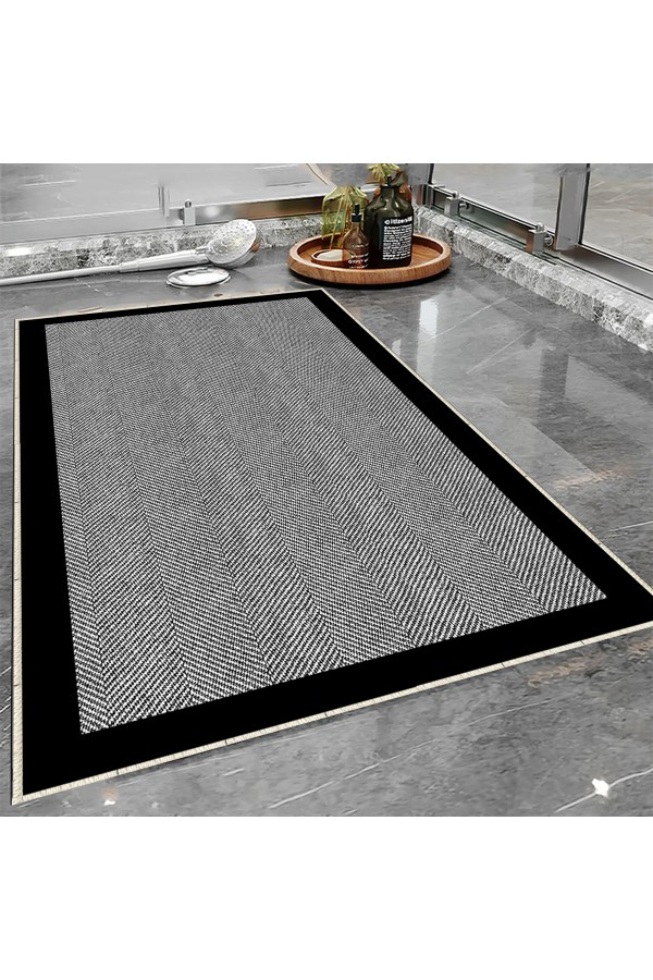 Siyah Çizgili Desenli Tekli Banyo Paspas Halısı Kaymaz Yıkanabilir Siyah Çizgili Desenli Tekli Banyo Paspas Halısı Kaymaz Yıkanabilir