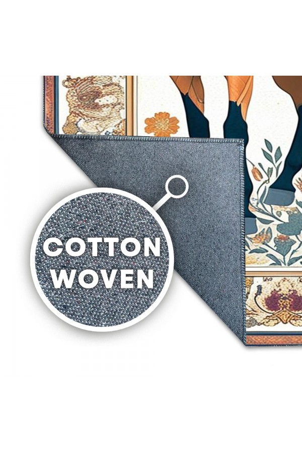 Sevimli At Desenli Dokuma Şönil Kilim Halı Yıkanabilir Salon Oturma Odası Mutfak Halısı