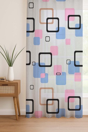 Mavi Pembe Geometrik Desenli Dijital Baskı Fon Perde Salon Mutfak Yatak Odası 140x260cm Mavi Pembe Geometrik Desenli Dijital Baskı Fon Perde Salon Mutfak Yatak Odası 140x260cm