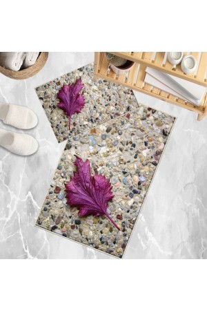 Mor Yaprak Desenli 2 li Klozet Takımı Banyo Paspas Halısı Kaymaz Yıkanabilir Mor Yaprak Desenli 2 li Klozet Takımı Banyo Paspas Halısı Kaymaz Yıkanabilir