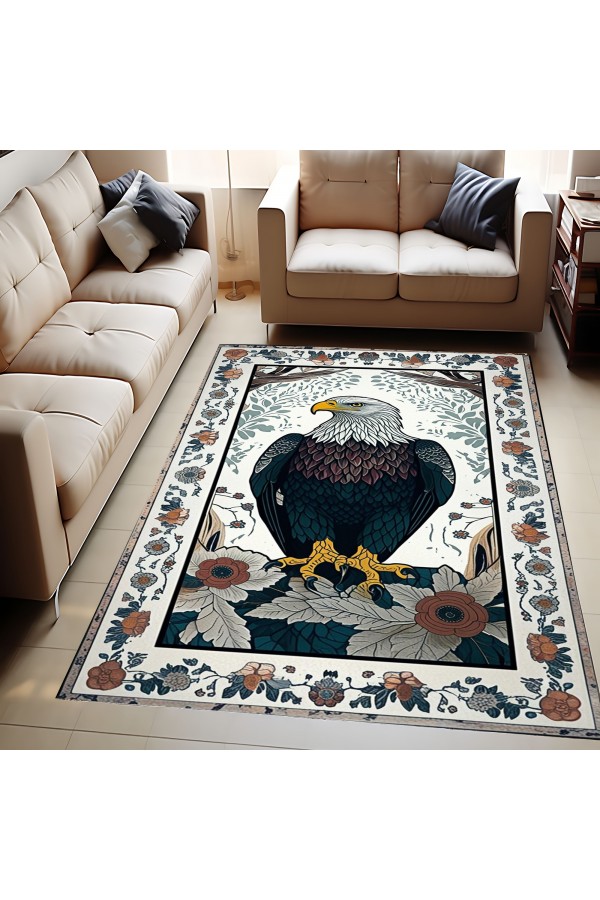 Kartal Desenli Dokuma Şönil Kilim Halı Yıkanabilir Salon Oturma Odası Mutfak Halısı