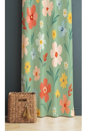 Minik Çiçekler Desenli Dijital Baskı Fon Perde 140x260cm Minik Çiçekler Desenli Dijital Baskı Fon Perde 140x260cm