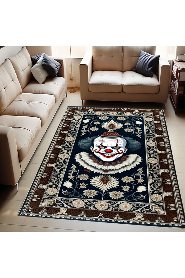 Gotik Korku Palyanço Desenli Dokuma Şönil Kilim Halı Yıkanabilir Salon Oturma Odası Mutfak Halısı