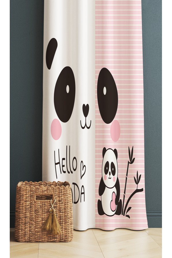 Sevimli Panda Desenli Dijital Baskı Fon Perde 140x260cm Sevimli Panda Desenli Dijital Baskı Fon Perde 140x260cm
